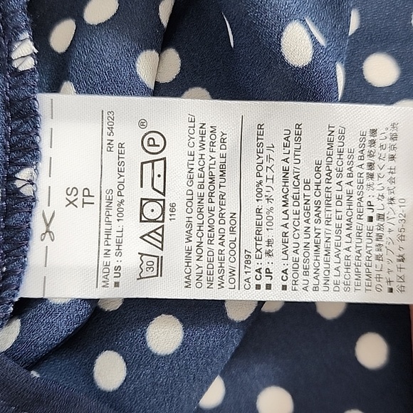 Banana Republic Factory Dot Print Split Sleeve Blouse/ XS - Picture 6 of 14